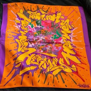 Graff Graffiti Orange Purple 90cm Hermes Scarf